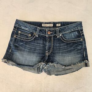 BKE Culture Low Rise Distressed Cut Off Shorts Cuffed Frayed Hem Size 29